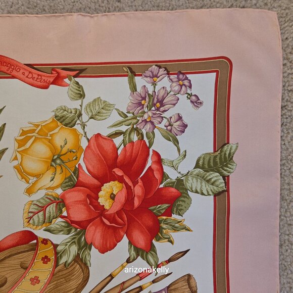 *RARE* Salvatore Ferragamo Omaggio a DePisis Silk Scarf Hand Rolled - Picture 11 of 16